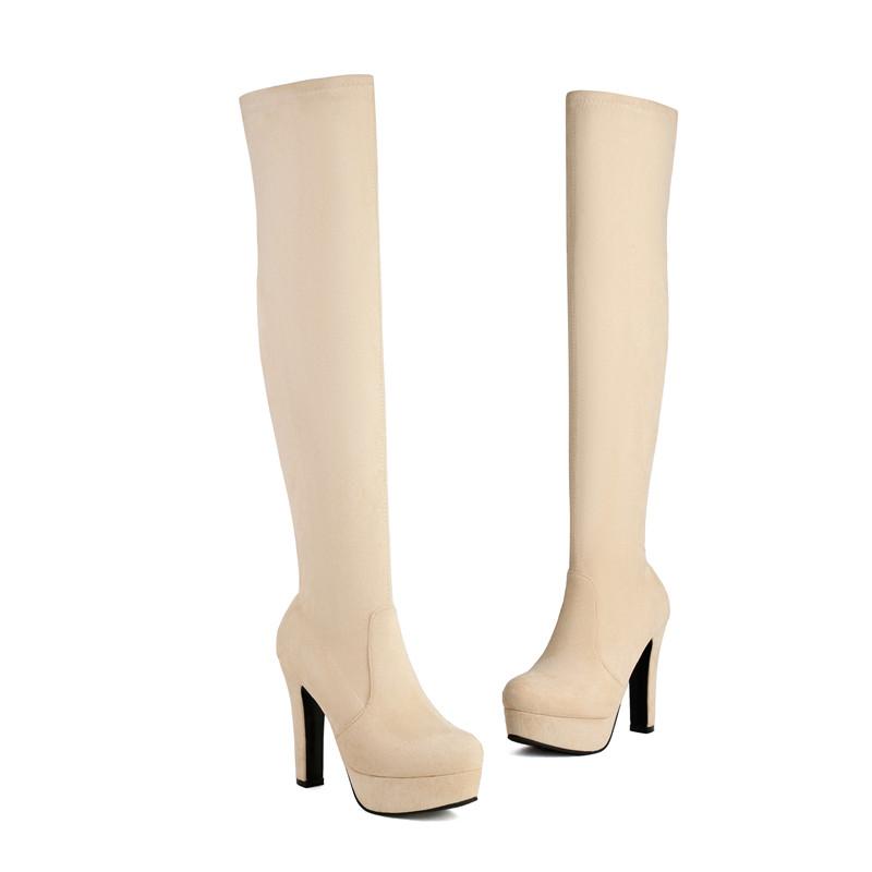 Women's high-heeled boots, sexy European and American style autumn and winter new waterproof table, fine-heeled large-size knee boots