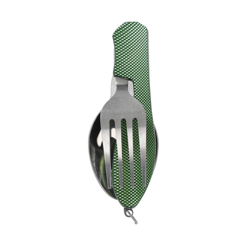 1Pc Portable Utensil Set Multifunction 4 in 1 Outdoor Tableware Camping Stainless Steel Folding Pocket Kits