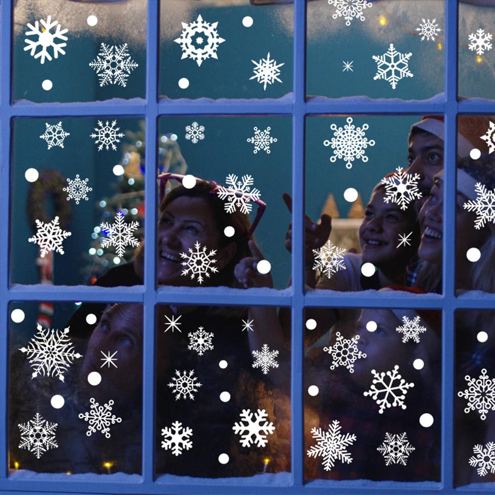 155pcs/9sheets Christmas Snowflake Window Decal Stickers Christmas Window Decorations Ornaments
