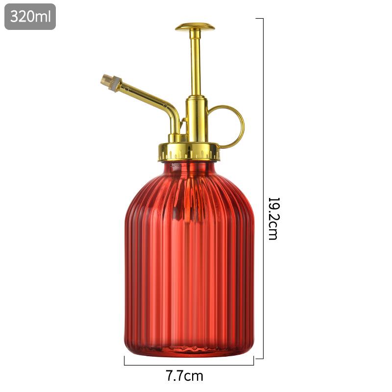 Creative Hand-Press Glass Watering Spray Bottle with Vertical Stripe Design