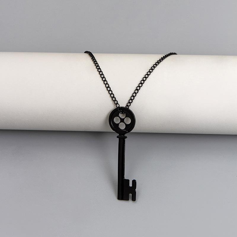 

Movie Coraline Necklace Jewelry Black Button Key Of The Secret Door Pendant Necklaces Cosplay Accessories