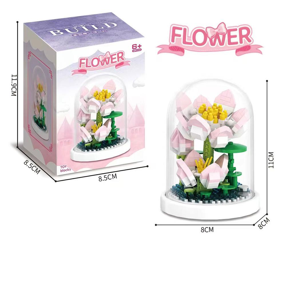 Eternal Flower Bouquet Bonsai Potted Plant Micro Building Blocks Model Home Decoration Puzzle Toys Kids Birthday Christmas Gifts