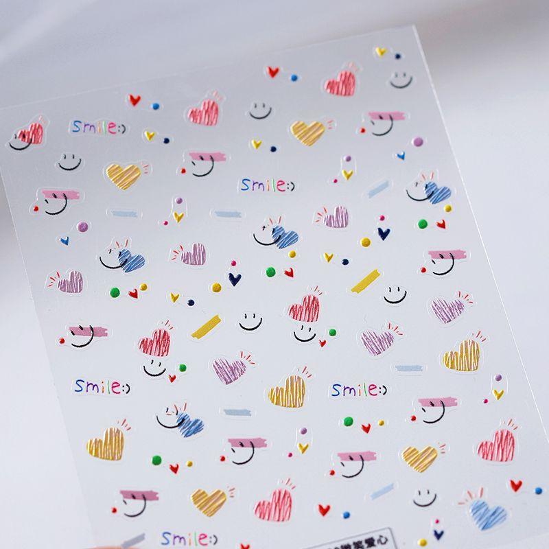 

Season Graffiti Heart Smiley Face Three-Dimensional Relief Nail Stickers Waterproof Nail Sticker Decorative Decals Ornament 3800 TS-3800 (stereo)