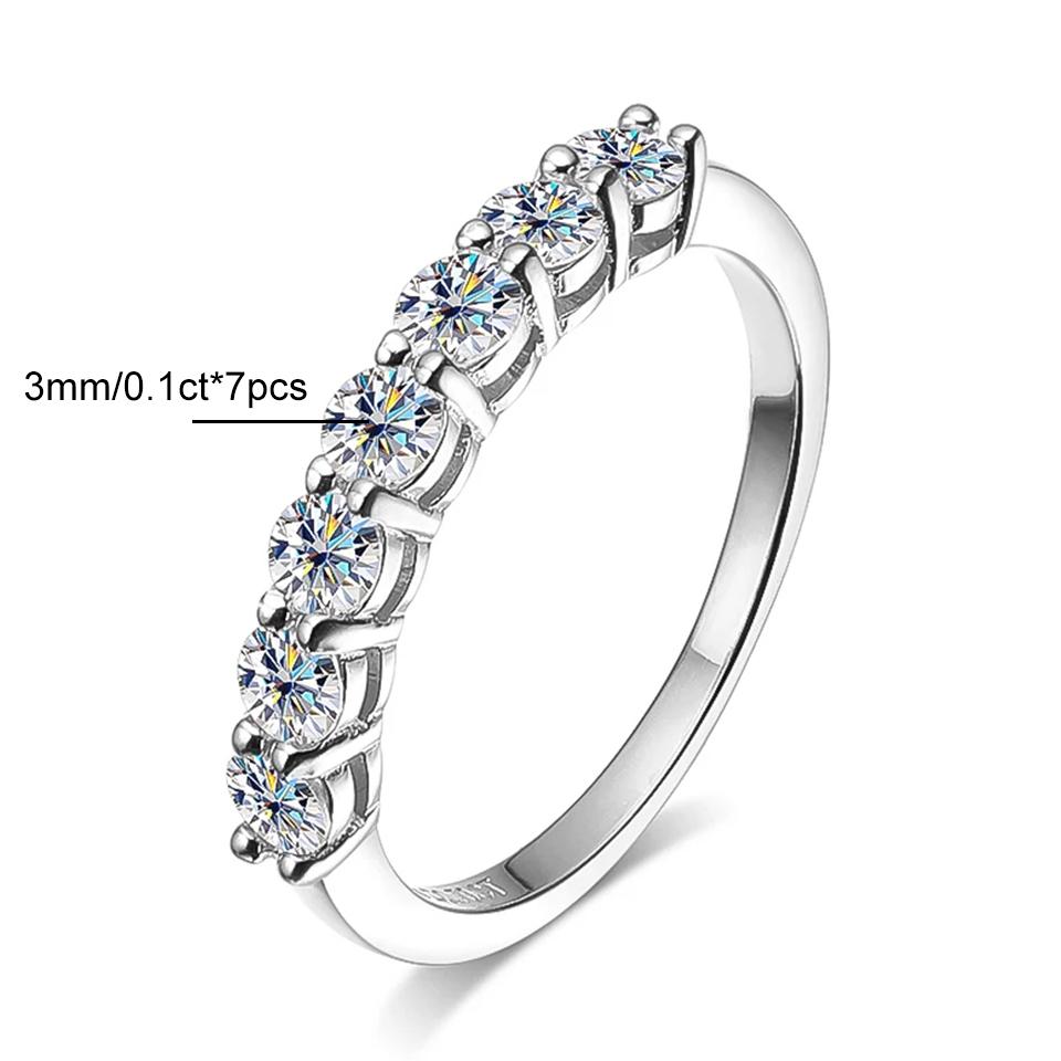 Houtros 3mm Moissanite Rings for Women  Copper7 Stone Engagement Wedding Sparkling Diamond Ring Fine Jewelry Gift