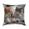 Cute Kittens With Smartphones Printed Pillowcase, Pattern Cushion Cover For Sofa Bedroom Car Home Decor