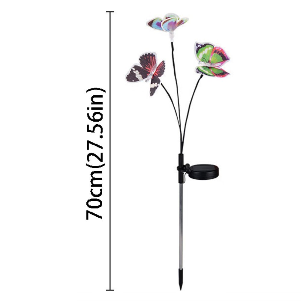 3 Heads Solar Powered Butterfly Lamp Waterproof RGB Garden Floor Lamp Cordless Realistic Landscape Lawn Lamp Patio Walkway