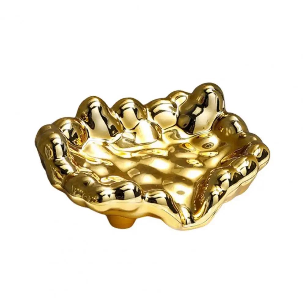 Electroplating Luxury Soap Container Bathroom Use Plastic Clouds Soap Dish No-drill Soap Storage Drain Tray Bathroom Accessories золотистый