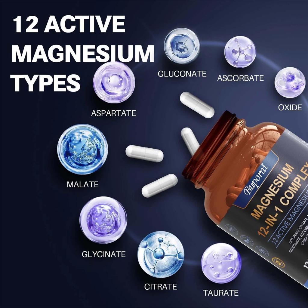 Magnesium 12-in-1 Komplex - Magnesiumglycinat, Citrat, Malat, L-Threonat