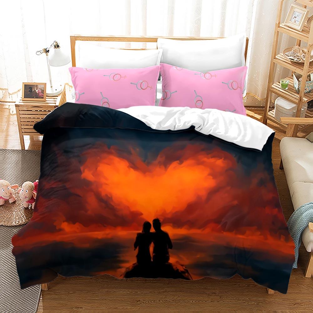 King Quen Lovers Beding Set Single Twin Ful Quen King-Sized Dimensionsd Dimensions Lover Oil Painting Bed Linen Set Aldult Kid Bedrom Duvetcover 012