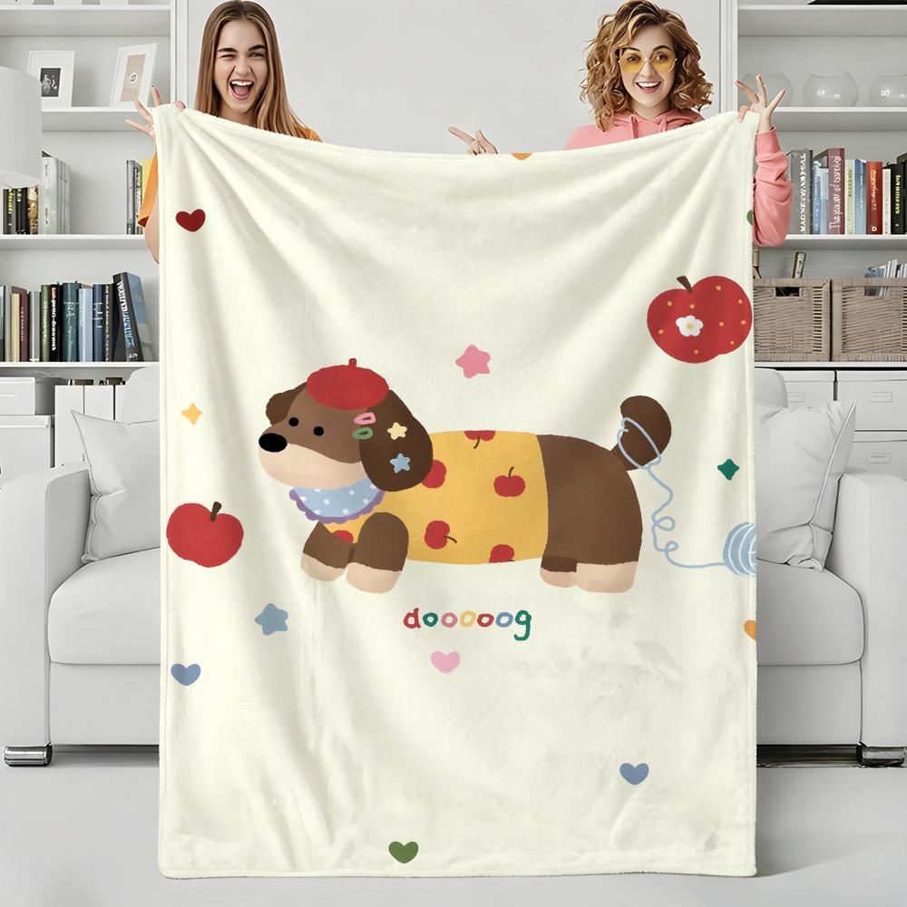 Animal D-Dachshunds Throw Flannel Blanket Perfect for Sofa Office Bed Travel Sleep Read Relax Camping four season use 75cmx90cm