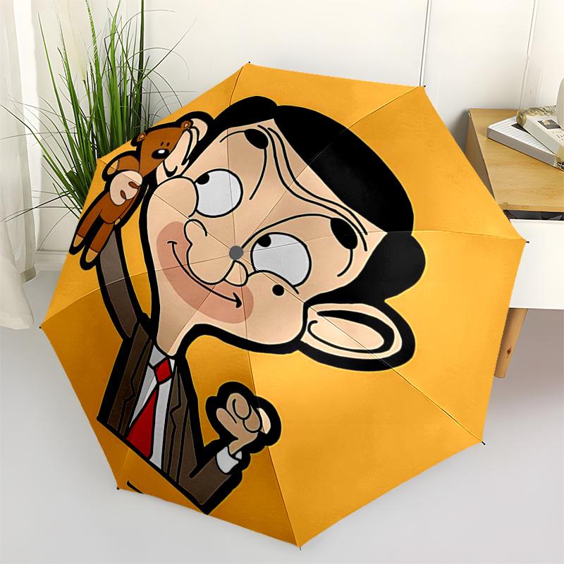 

Mr.Bean Themed Travel Umbrella-8 Ribs Automatic Opening and Closing, Portable Folding Design, Compact and Stylish Umbrella Suitable for Outd
