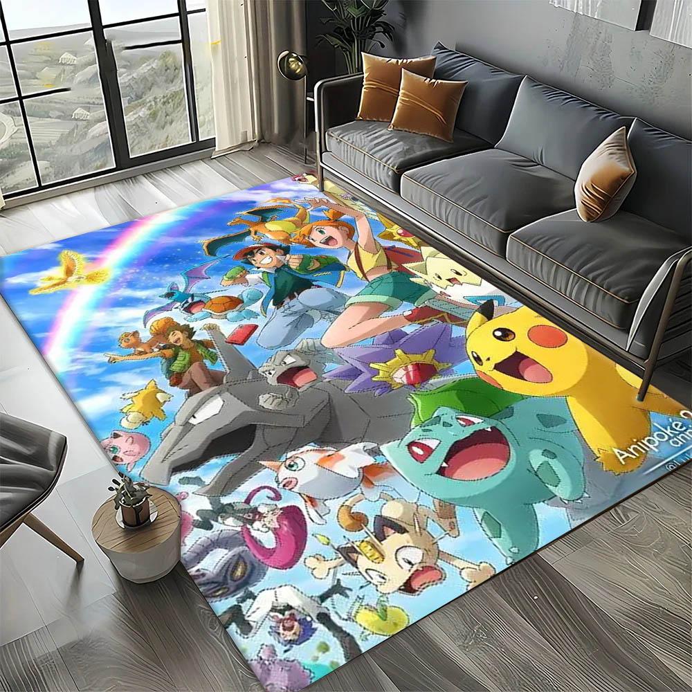 3D Game Japanese Kawaii Anime Carpet Rug Art for Room Decor Home Bedroom Sofa Gifts Game Area Rug Non-slip Floor Mat P-P-okemonS