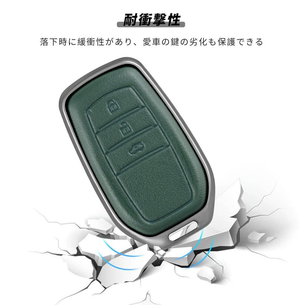 [OFFCURVE] Toyota Key Case, Zinc Alloy + Genuine Leather Material, 3 Buttons, Compatible with