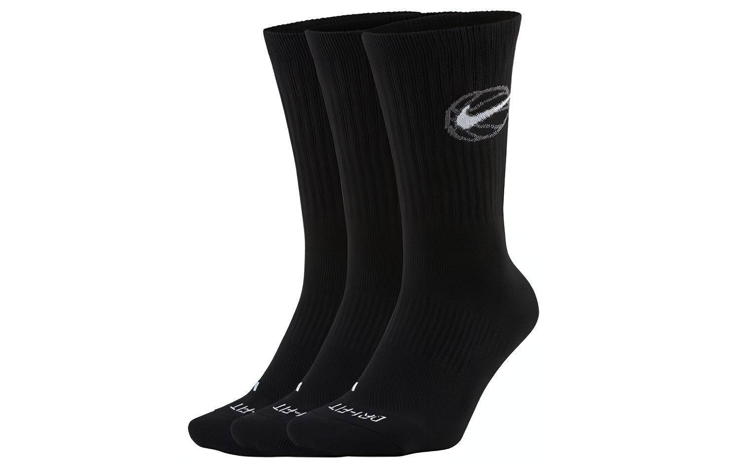 Nike Everyday Crew Basketball Socks 3 Pair DA2123-010 L