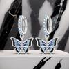 S925 Silver Blue And Black Butterfly Drop Earrings Women Earrings Charm Fashion Versatile Party Jewelry Gifts