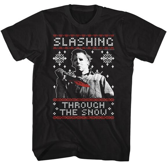 Halloween Movie Michael Slashing Through The Snow Christmas Men s T Shirt Unisex T-Shirt S