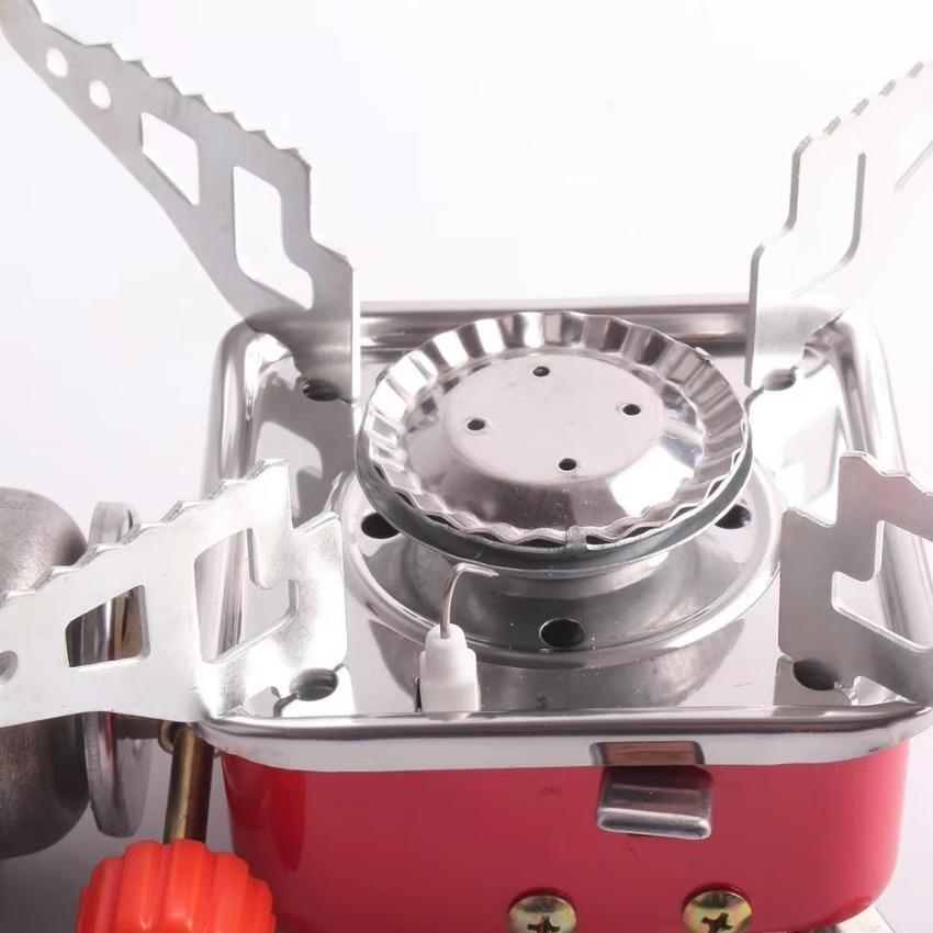Cooking Stove Portable Outdoor Camping Combustor Cooker Cookware Travel Picnic BBQ Gas Furnace Stainless Steel Foldable Square