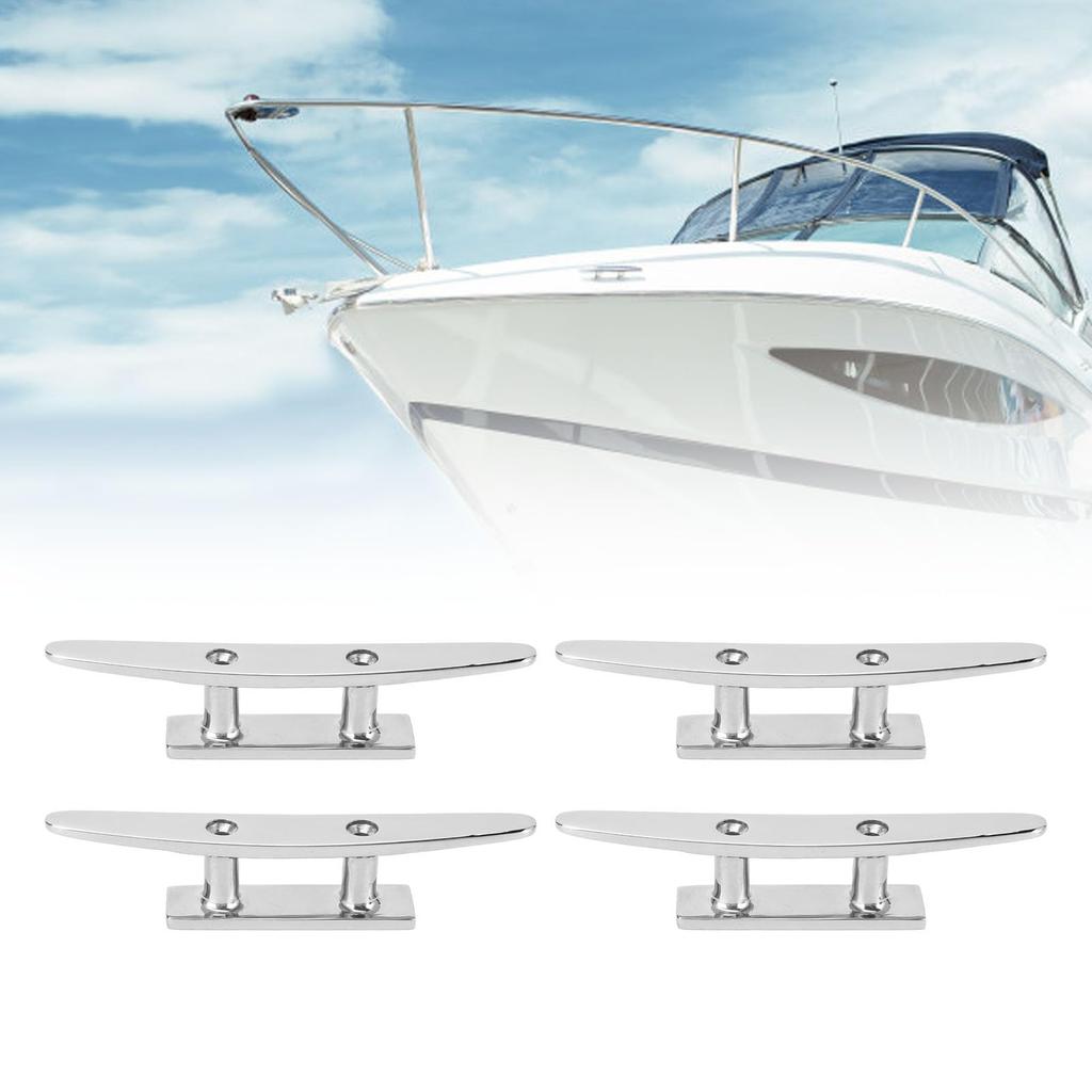 5" Boat Cleat, 316 Stainless Steel Open Base Dock Cleat, High Polished Finish for