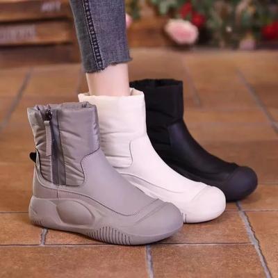 Fashion Autumn and Winter Plush Cotton Shoes for Women 2024 New Thick Soled Snow Boots Outdoor Waterproof, Anti Slip, Warm Cotton Boots