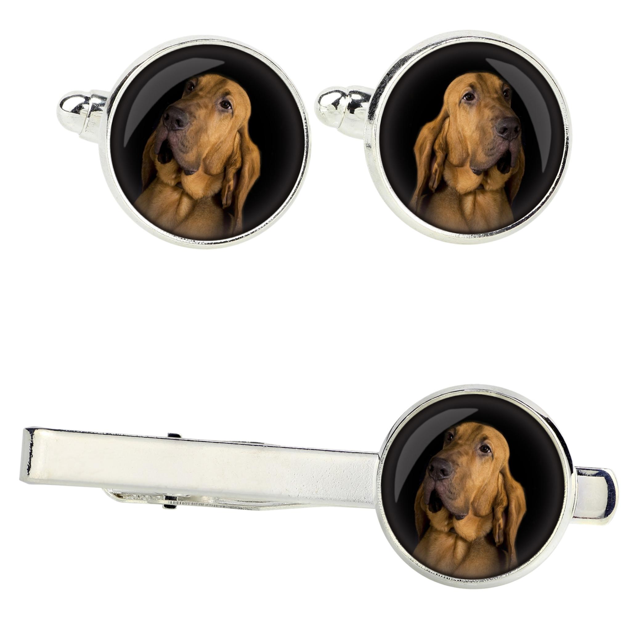 

Bloodhound, St. Hubert Hound, Sleuth-hound - cufflinks and tie with your photo, a suit decoration, men s jewelry from the Art-Dog brand. срібний