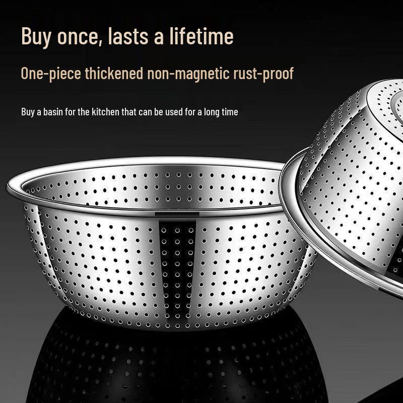 

Stainless Steel Kitchen Sink Vegetable and Rice Washing Basket - Thickened Mesh Strainer and Drain Basin. Small Stainless Steel Drain Basket [20cm]