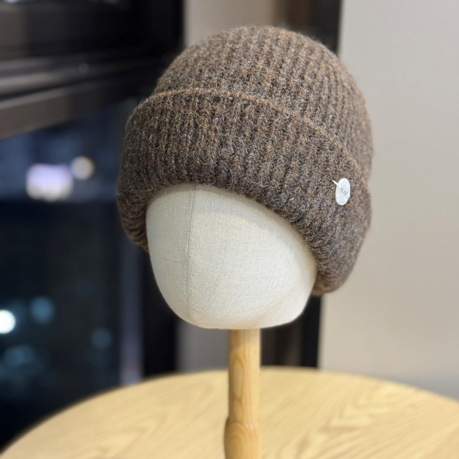 

Letter Logo Woolen Hat for Men and Women in Winter Warm and Versatile Solid Color Knitted Hat Showing Face Small Ear Protection Cold Hat one size