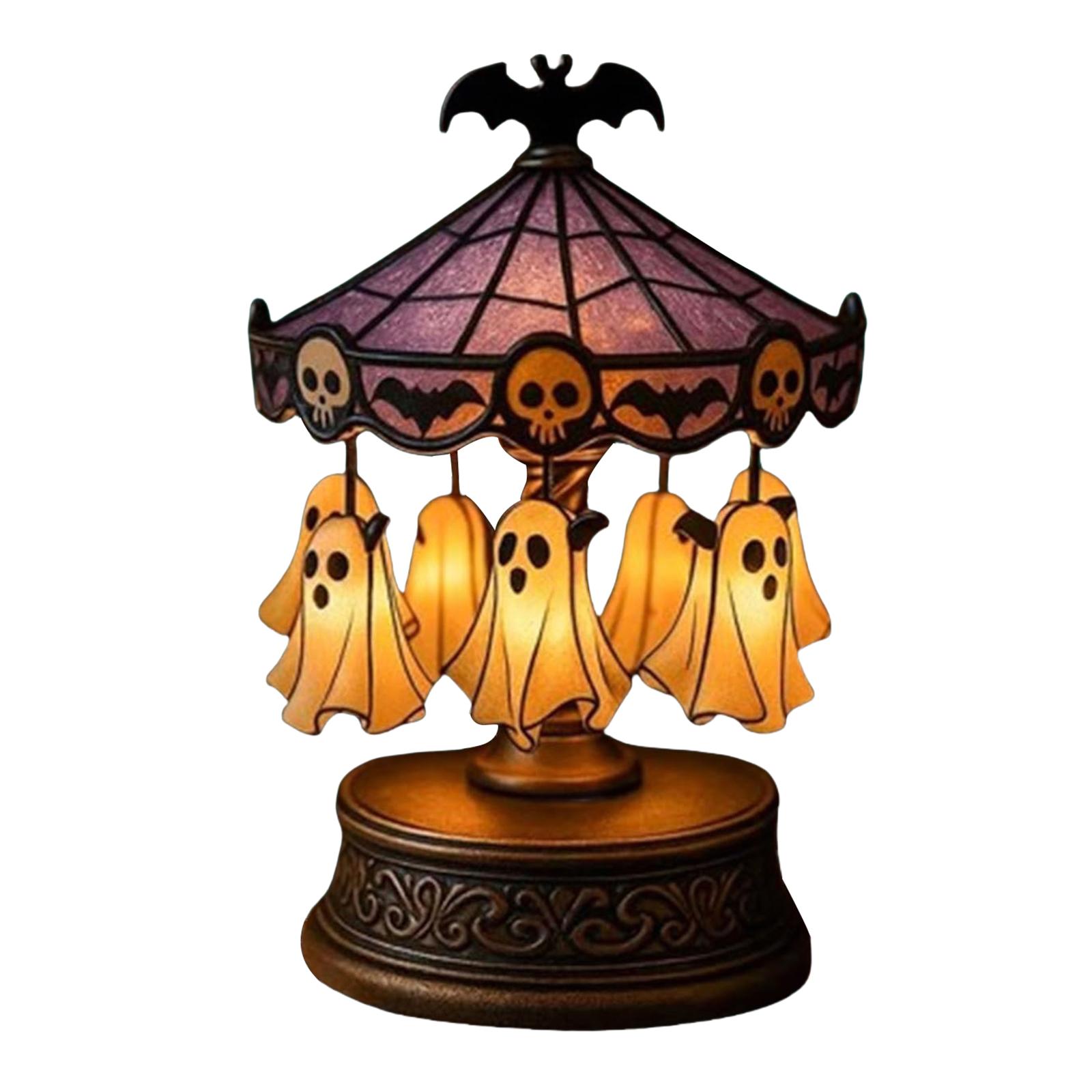 

Halloween Ghost Carousel Light Battery Powered Ghost Night Light Halloween Decoration Lamp for Bedroom Living Room белый