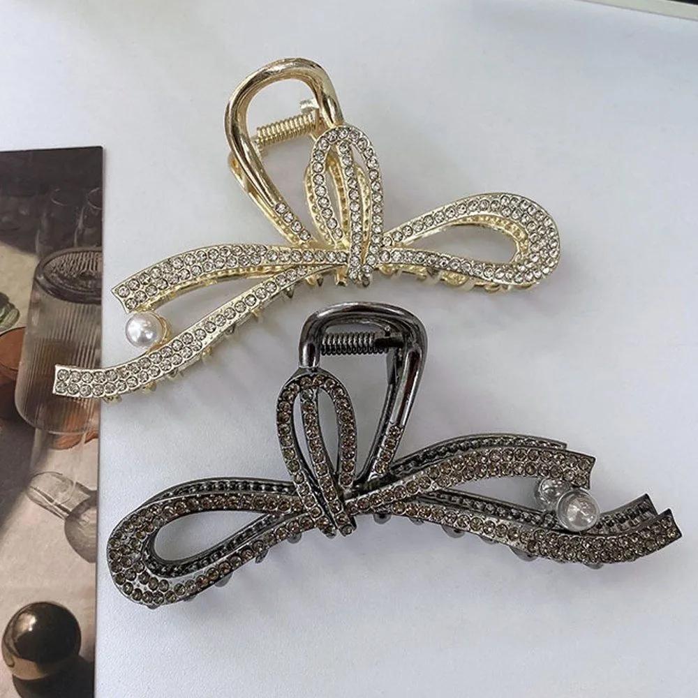 Women s updo ribbon cubic hair hair clip Gold