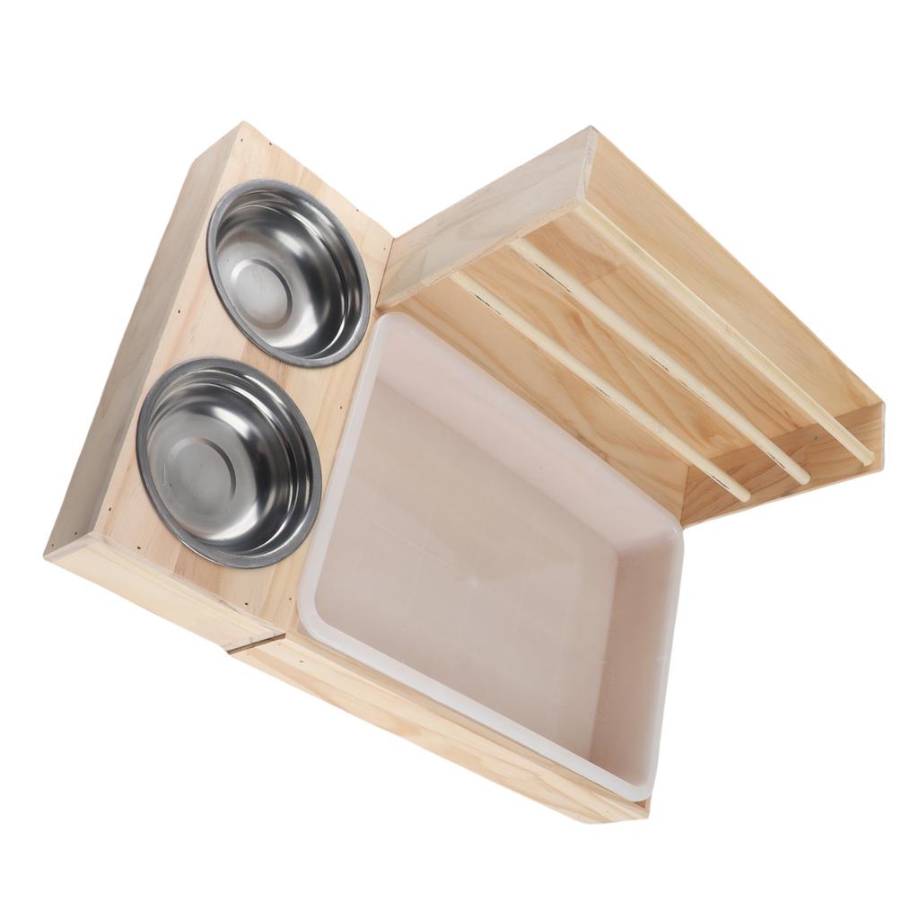 3 in 1 Rabbit Hay Feeder with Litter Box and 2 Bowls Animals Hay Manger Grass Food Rack for Guinea Pig