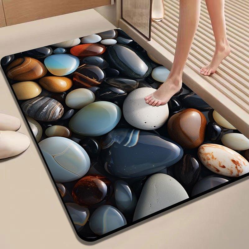 1pc of Bathroom Mat with A Pebble Pattern, Quickly Absorbs Water, Suitable for Bathrooms, Washrooms, and Home Decoration.