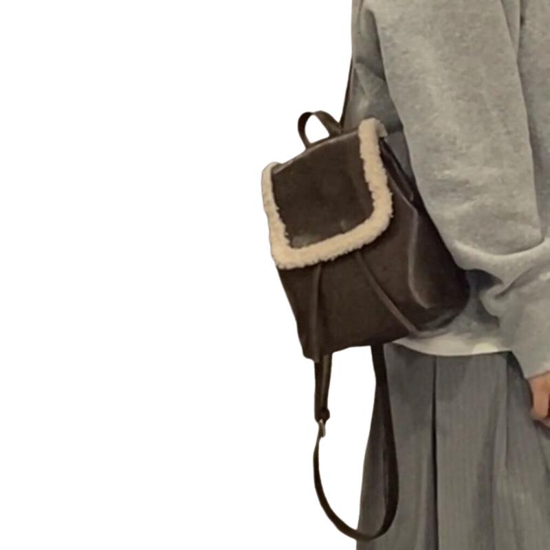 

Рюкзаки Ins Style для женщин, новые модные плюшевые кожаные сумки через плечо, винтажные женские рюкзаки, школьные сумки