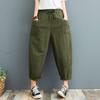 Cotton Linen Pants Women Autumn Summer Large Size Solid Color Harem Pants Elastic Waist Loose Casual Woman's Linen Trousers