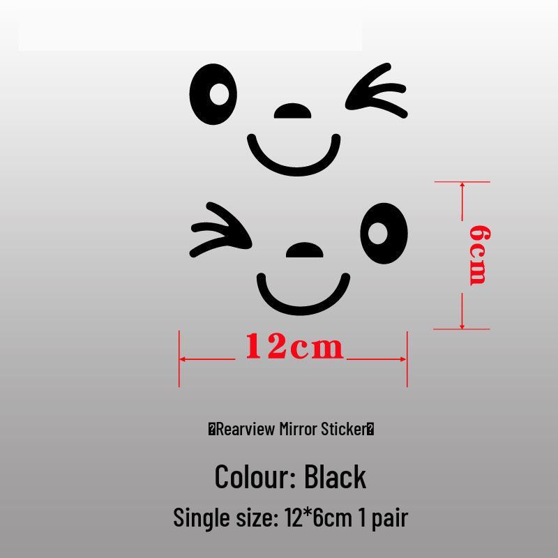 Cute Smiley Face Rearview Mirror Sticker – Waterproof, No Trace, Decorative Car Body Sticker Pair