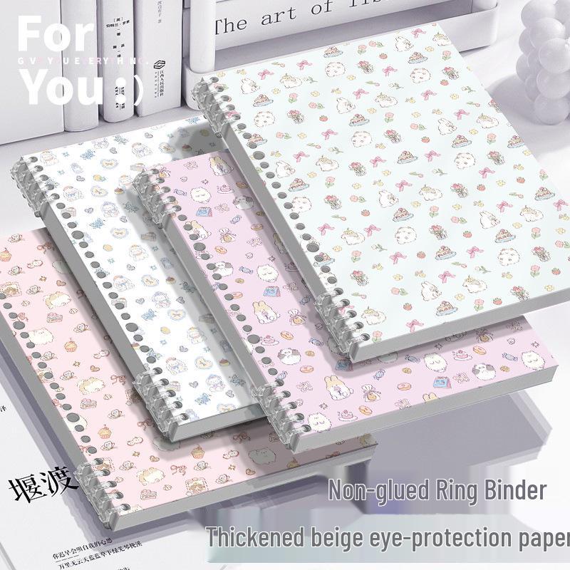 A5 Cream Puff Loose-Leaf English Notebook—Detachable, Thickened, Four-Line/Three-Grid for Junior & Senior High Students