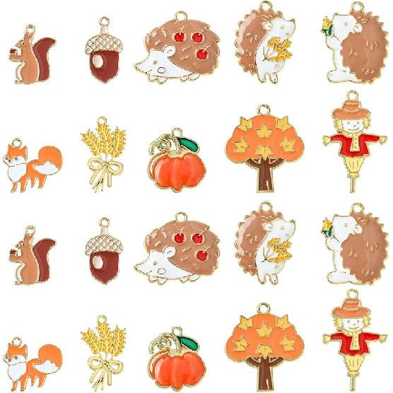 DanLingJewlry 50Pcs 10 Styles Zoo Animal Charms Cute Enamel Animal Charms Panda Fox Giraffe Tiger for DIY Jewelry Making