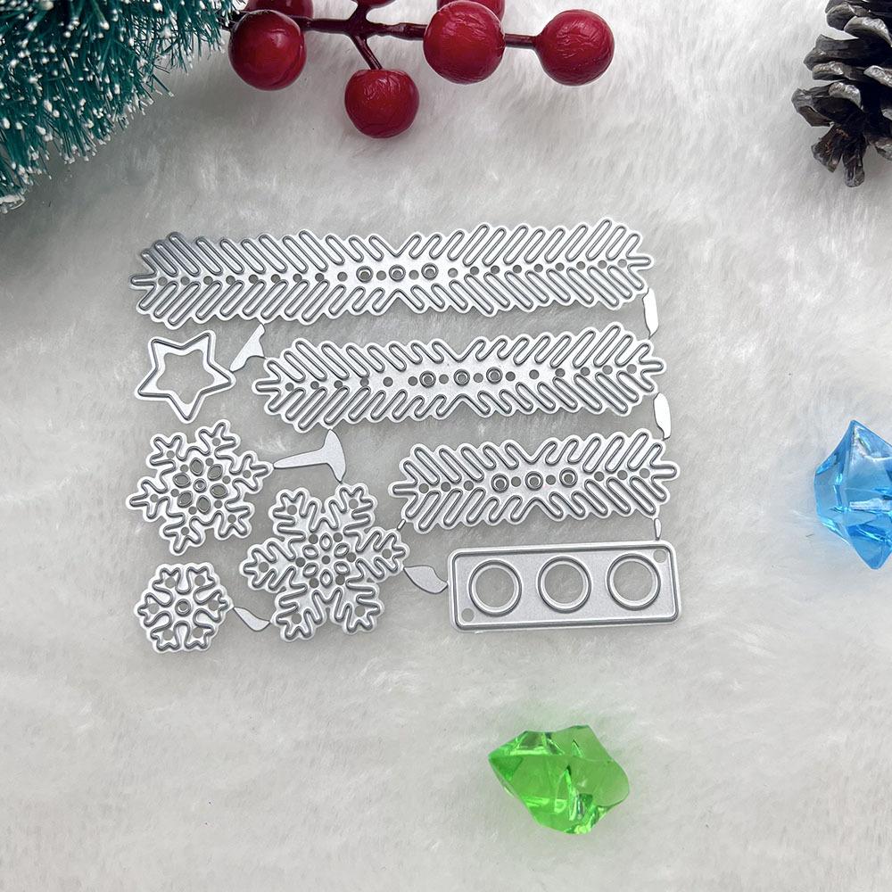 1PC Fustella a tema natalizio per realizzare biglietti, con un design di un albero di Natale e fiocchi di neve, perfetta per goffratura e creazione di biglietti