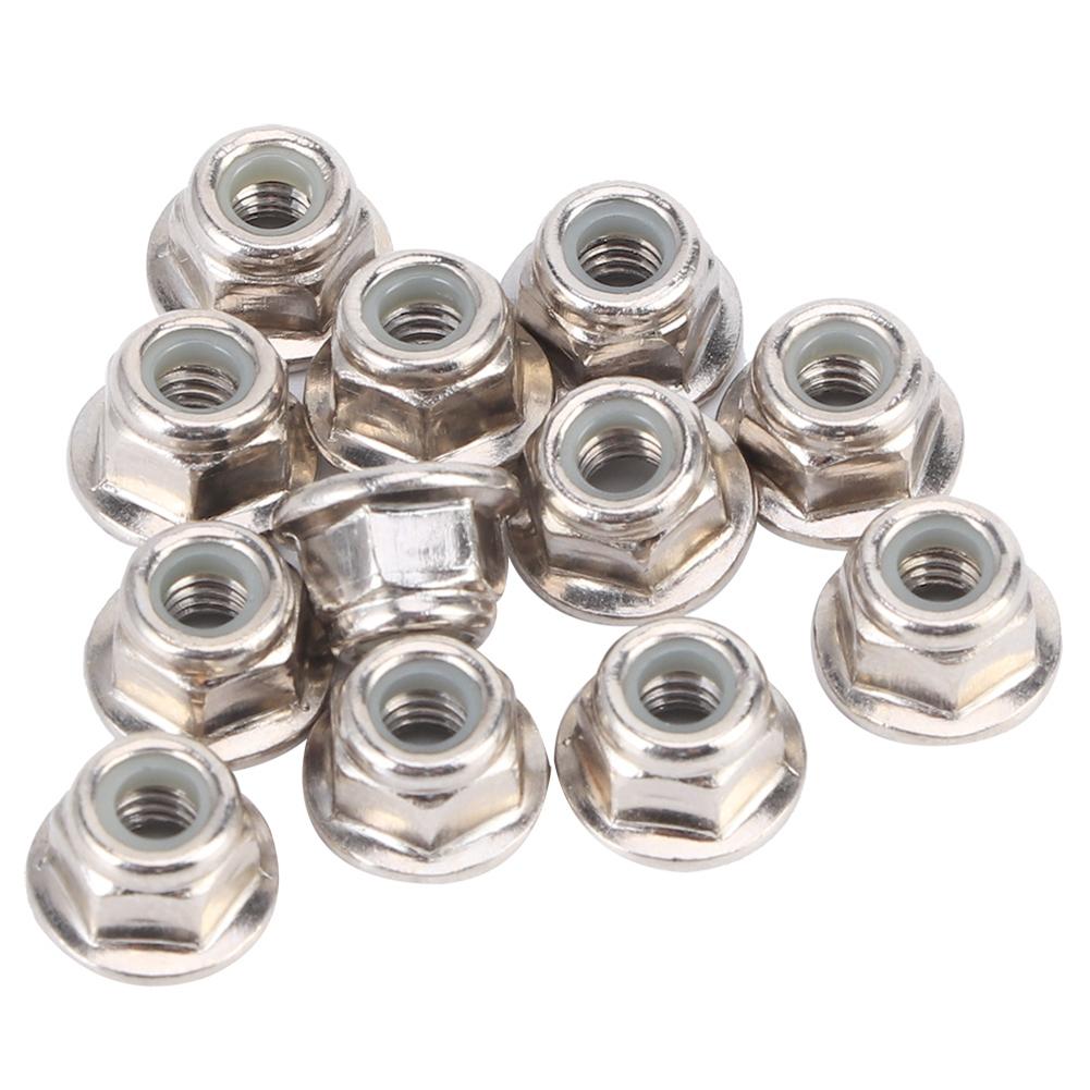 12PCS NonSlip Tire 4mm Lock Nut for Axial Traxxas TRX4 TRX6 SCX10 110 RC Model Car(Silver )