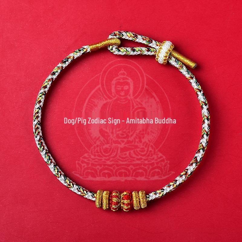 2026 Year of the Horse Zodiac Red String Bracelet with Micro-Carved Buddha Projection and Eight Guardian Deities
