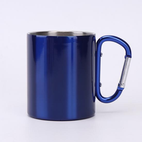 Stainless Steel Cup 220ml Double-layered Cup for Camping Traveling Handle Carabiner Backpacking Hiking Portable