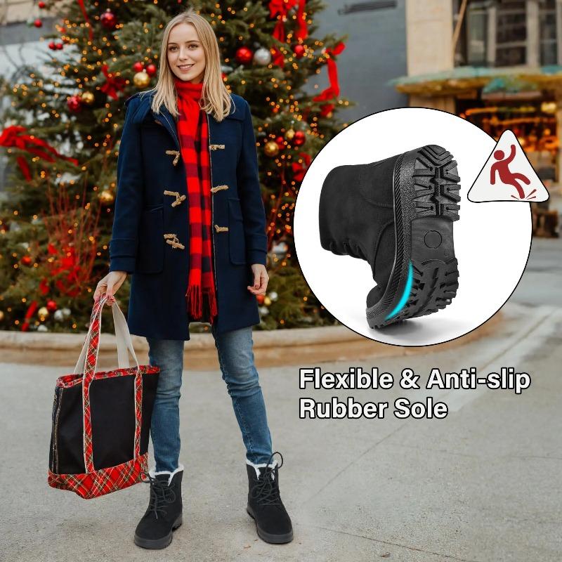 Winter Snow Boots For Women Warm Fur Lined Ankle Booties Lace Up Slip On Outdoor Walking Womens Boots Lady Fashion Shoes