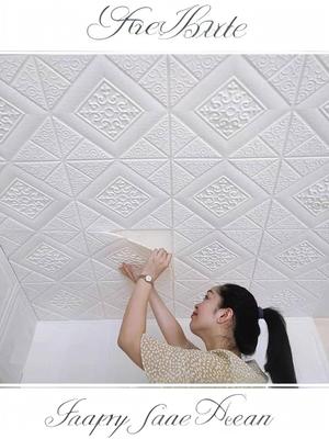 4 Stück 35*35CM Decken-Schlafzimmer-Dekor 3D-Hintergrund-Tapete Abziehbar und Aufklebbar Wasserdichte Wandaufkleber Kollisionsschutz Heimdekoration