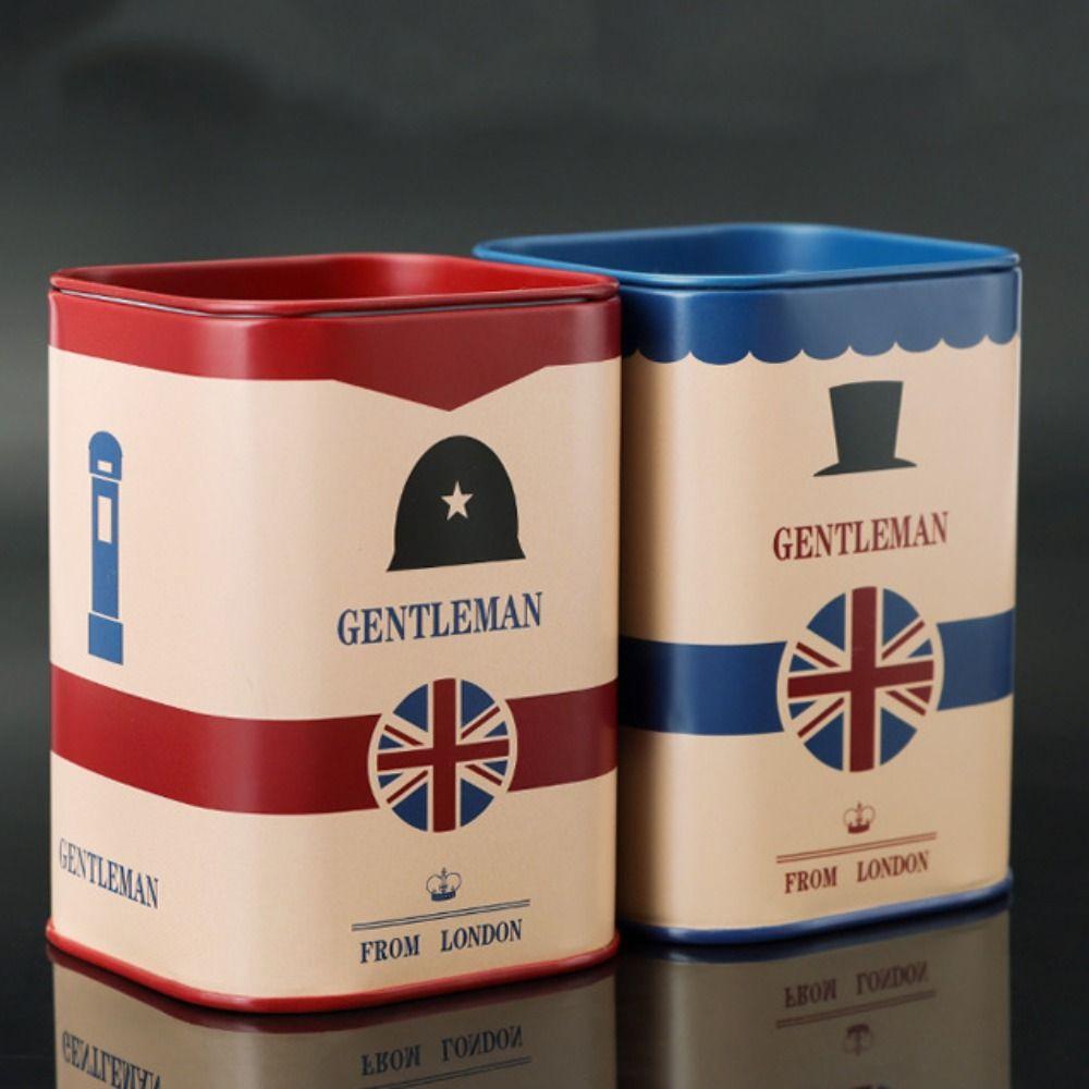 Square Shape Cute Pen Holder Iron Art Kids Storage Box Square Tinplate Piggy Bank  Children Gift