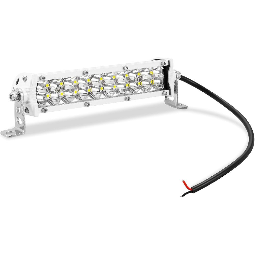 7 Inch Small Light Bar for Boat Truck, 12V 24V Marine Waterproof LED Slim Light Bars, 60W 6000lm LED Spot Flood Double Row Spotlights for ATV UTV RV