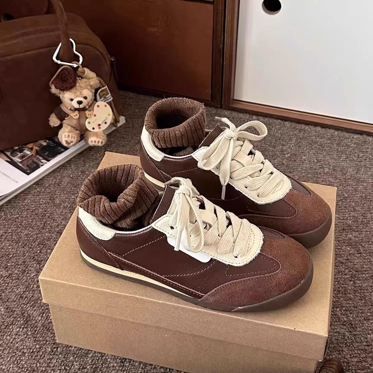 

Кожаные кроссовки на платформе в стиле ретро, немецкие кроссовки, женские кроссовки для сноуборда 2024, коричневые универсальные кроссовки Forrest Gump, повседневная спортивная обувь 35 коричневый