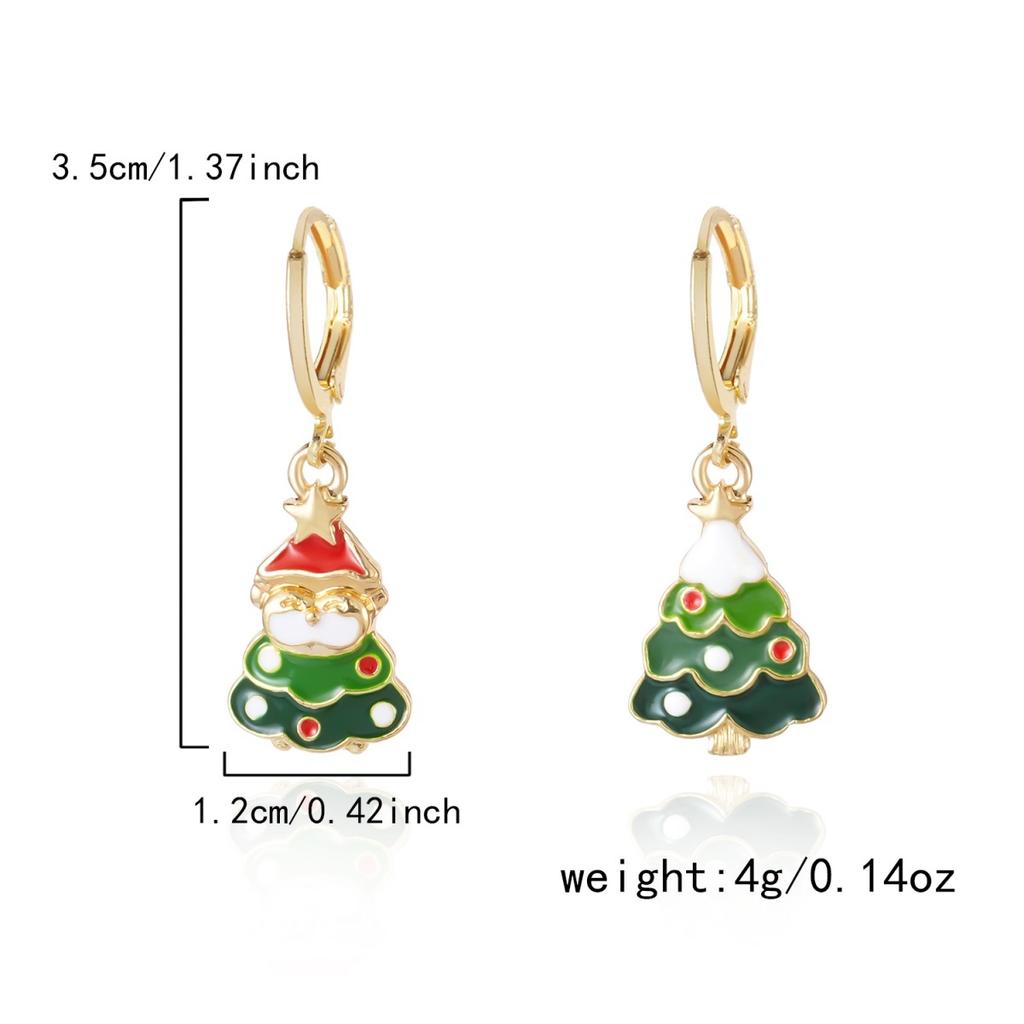 Christmas Enamel Star Santa Claus Xmas Tree Asymmetric Drop Earrings Holiday Dangle Earring New Year Jewelry Gift For Women Men