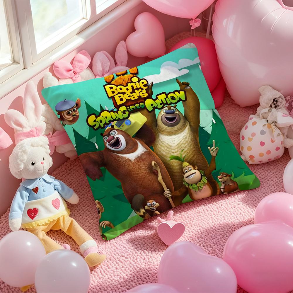 Anime B-Boonie B-Bears Cushion Cover Pattern Printed Pillowcase for Living Room Sofa Cushion Cover & Bedroom Decor