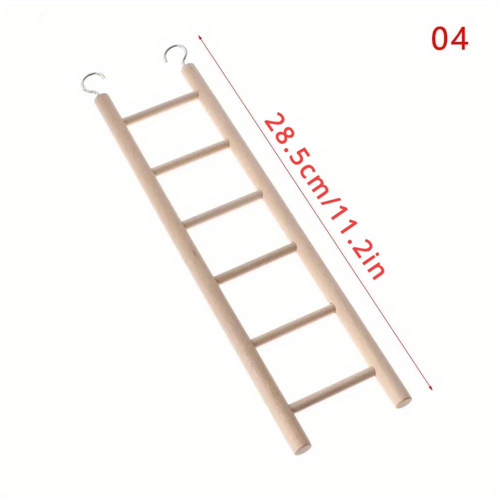 Pet Bird Hamster Climbing Ladder, 1pc Natural Solid Wood Parrot Toy, Bird Cage Hanging Ladder Perch Accessories