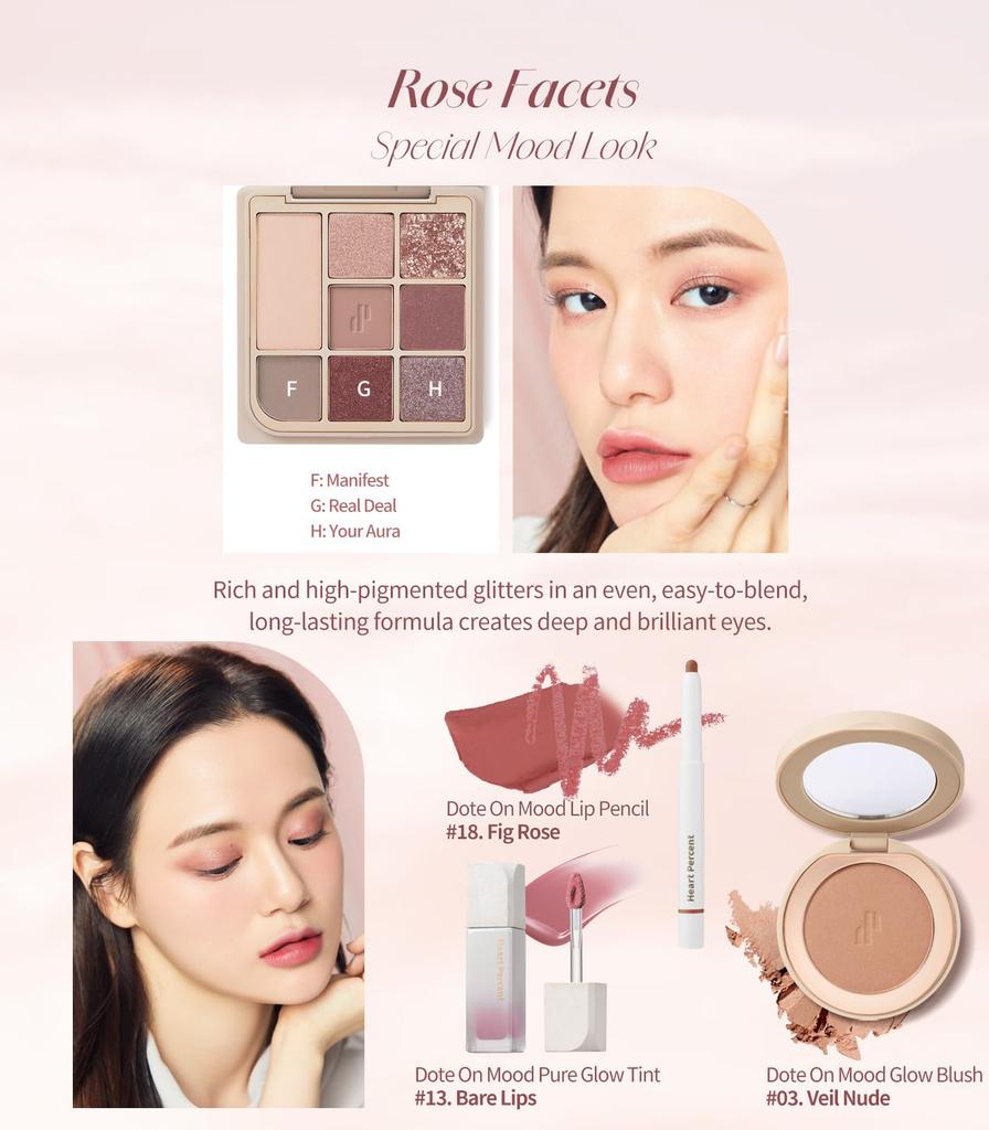 [Heart Percent] Dotted Mood Kids Palette 01. Rose Facet / Heart Percent