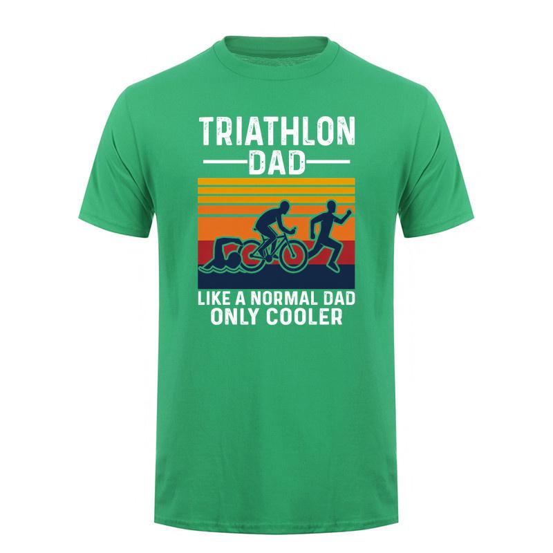 Triathlon Dad T Shirt Unisex Vintage Sports Graphic Tee Swimming Cycling Running Gift For Dad Father Day Casual Shirt DA
