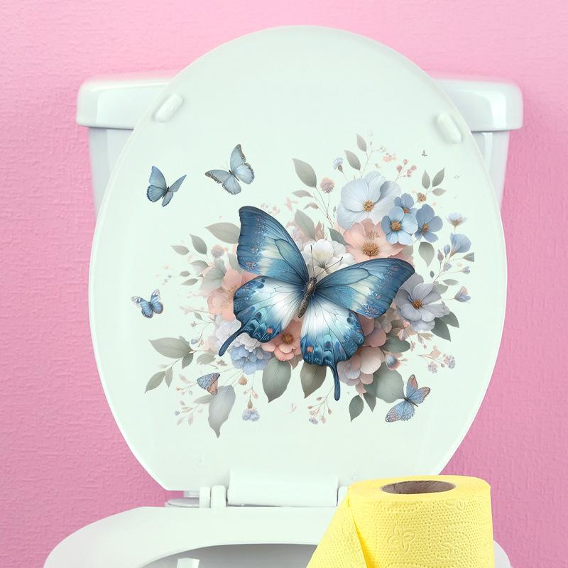Funny Butterfly Toilet Stickers Waterproof Adhesive Decorative Vinyl Decals for Toilet Lid Wc Refrigerator Home Decoration